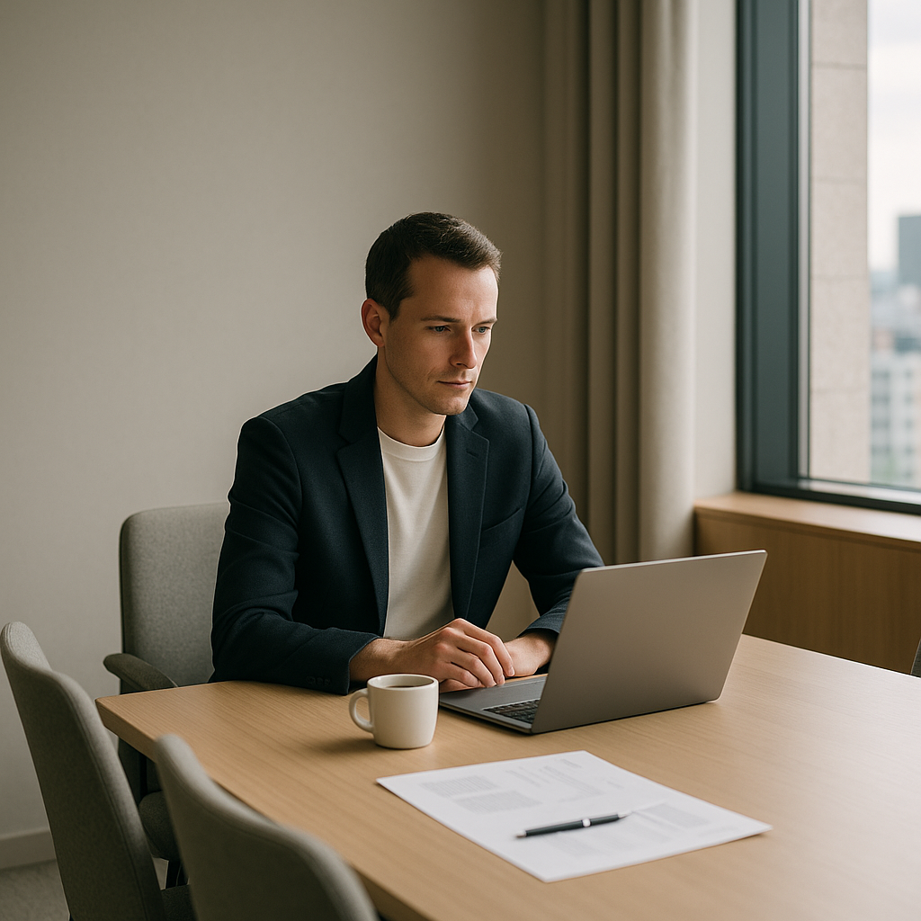 Independent professional working on a laptop